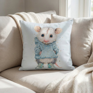 Opossum Birthday Pillow • Woodland Animal Decor Kudde