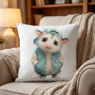 Opossum Birthday Pillow • Woodland Animal Decor Kudde