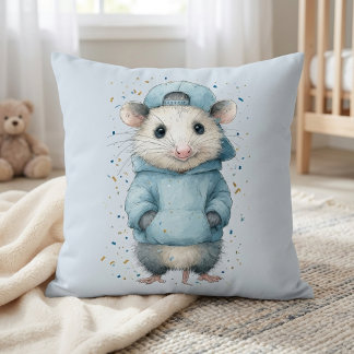 Opossum Birthday Pillow • Woodland Animal Decor Kudde