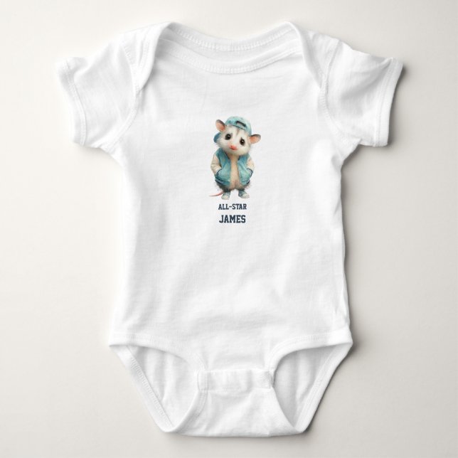 Opossum Birthday Romper • Woodland Animal Outfit T Shirt (Framsida)