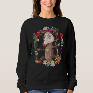 Opossum Bow Tie Leopard Flowers Family Lycklig Mot T Shirt