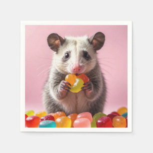 Opossum Eating Gummy Sweeties Pappersservett