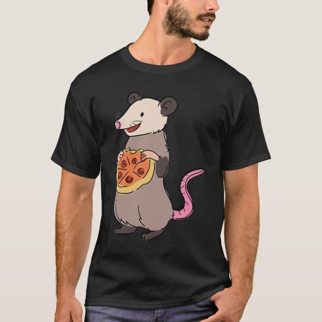 Opossum EEG Pizza Fast Food Rodent Cute Forest T Shirt (Framsida)