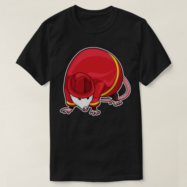 Opossum Firefighter Fire Department T Shirt (Design framsida)