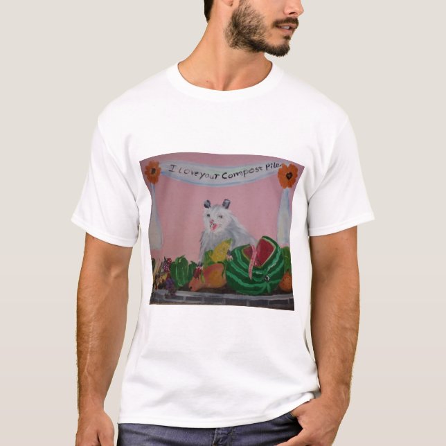 Opossum ge en teckning av komplimang t shirt (Framsida)