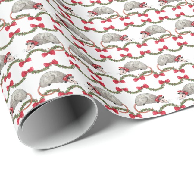 Opossum Holiday Wrapping Paper Presentpapper (Rullad Hörn)