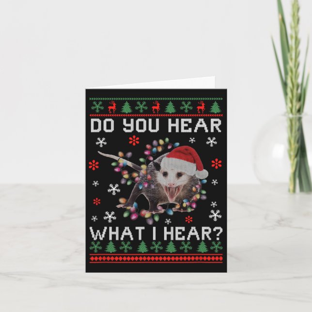 Opossum jul hör du vad jag hör Julafton Opo Kort (Framsida)