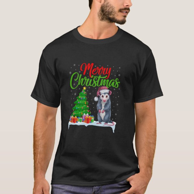 Opossum Julgran Ljus Funny Julafton Opossum L. T Shirt (Framsida)