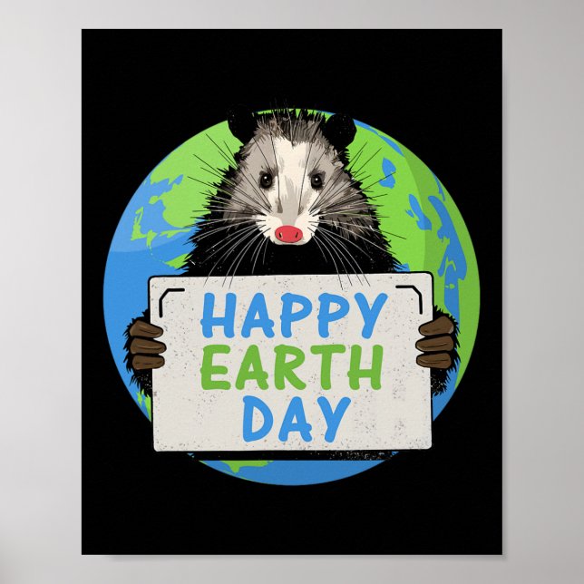 Opossum Lycklig Earth Day Älskare Funny Possum Poster (Framsidan)