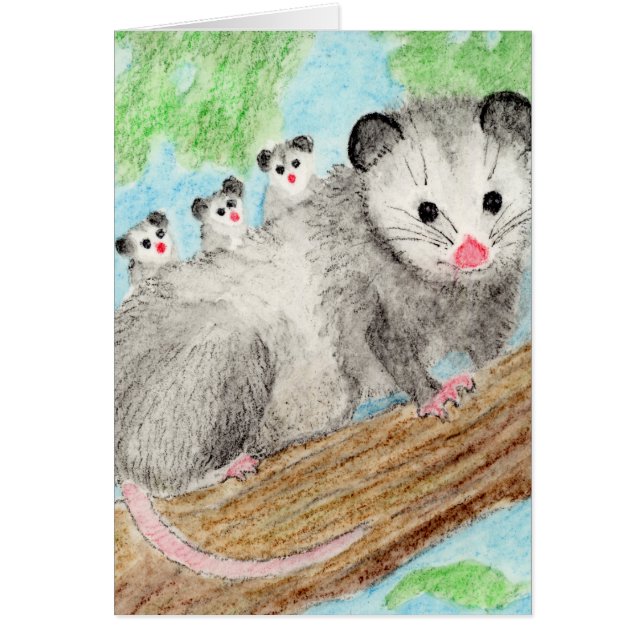 Opossum Mamma Hälsningskort (Framsidan)