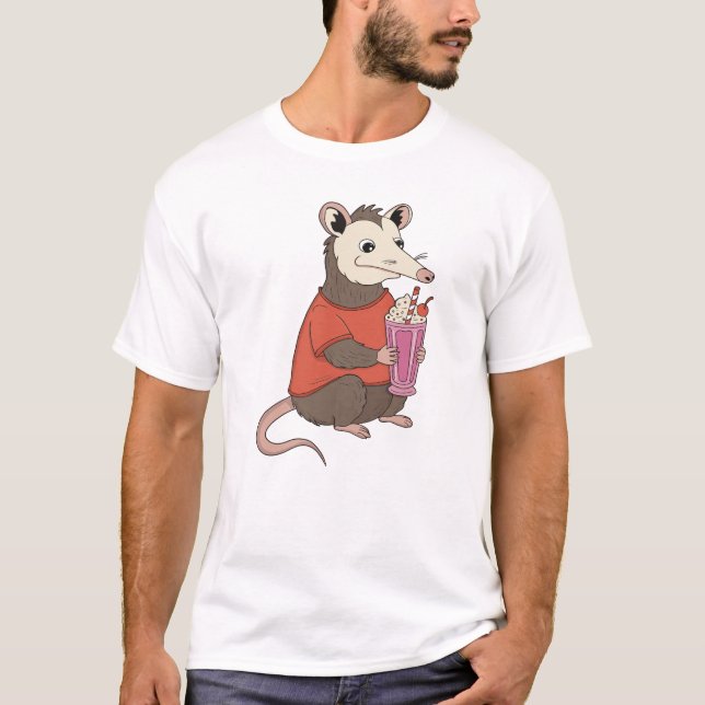 Opossum Milkshake Delight T Shirt (Framsida)
