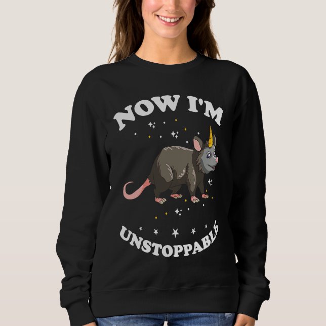 Opossum Now Im unstoppable and Raccoon T Shirt (Framsida)