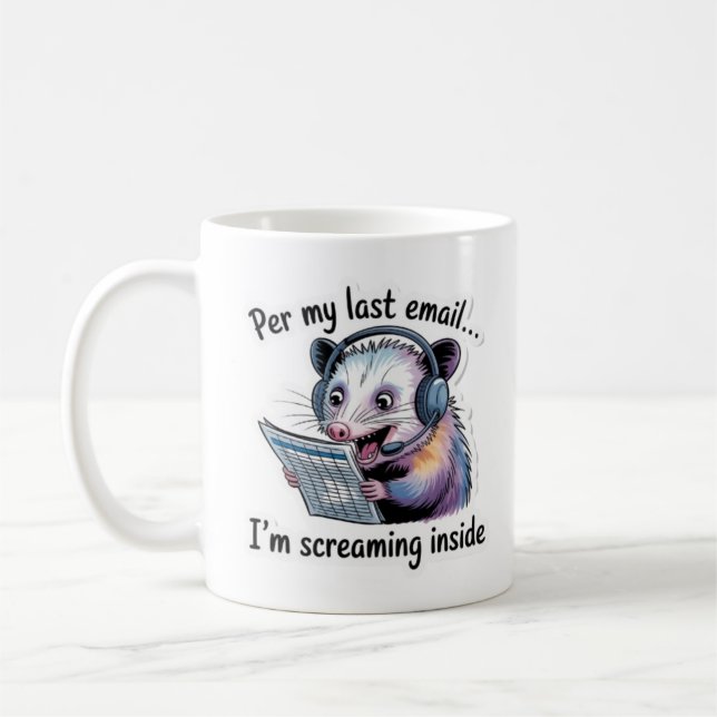 Opossum Office Mug - Per My Last Email Funny Coffe Kaffemugg (Vänster)