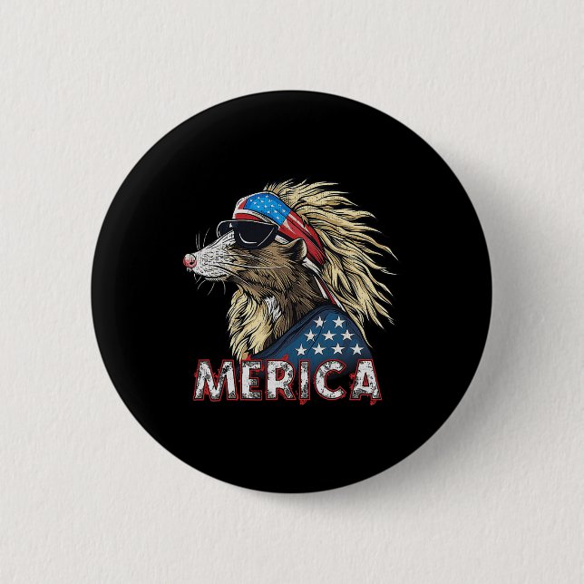 Opossum Possum - Patriotic USA 4 juli Amerika Knapp (Framsida)