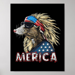 Opossum Possum - Patriotic USA 4 juli Amerika Poster