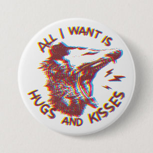 Opossum Possum Wishing for Kärlek Funny Animal Mem Knapp