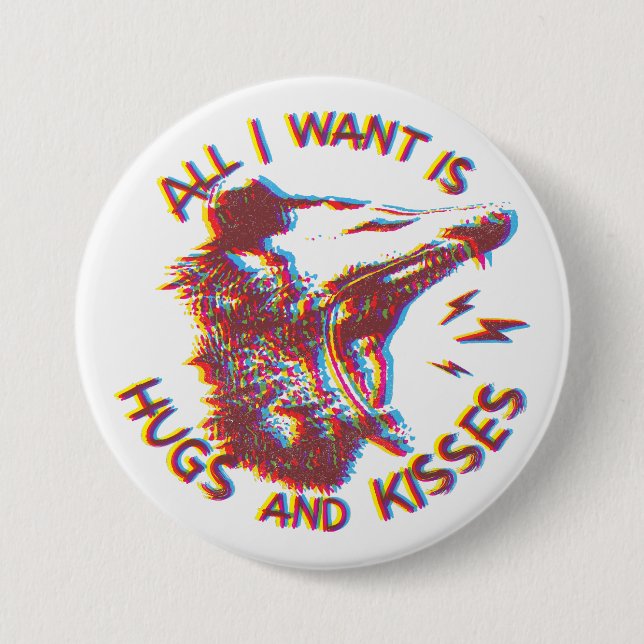 Opossum Possum Wishing for Kärlek Funny Animal Mem Knapp (Framsida)