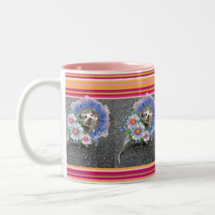 Opossum Rand Blommigt Rosa Mugg