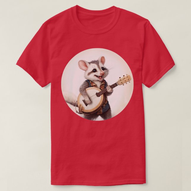 Opossum spelar banjo 4 t shirt (Design framsida)