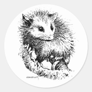 Opossum Stickers Runt Klistermärke