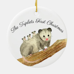 Opossum Triplets Julgransprydnad Keramik