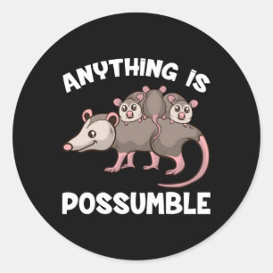 Opossum-vad som helst är möjlig Possum-familj Runt Klistermärke