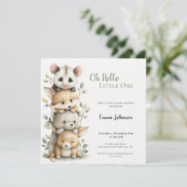 Opossum Woodland Baby Shower Invitation Inbjudningar