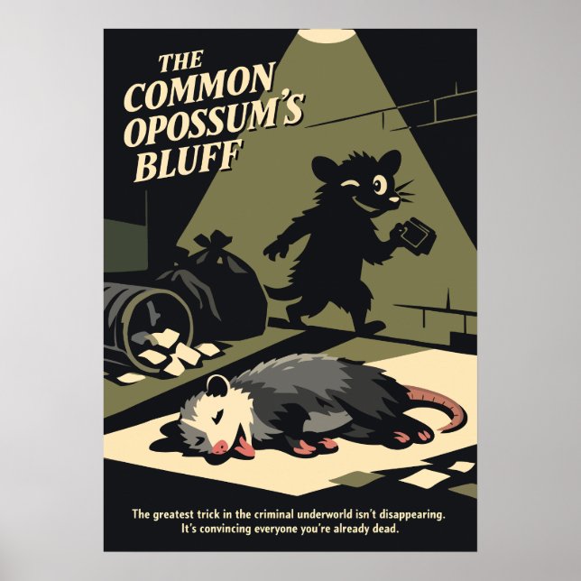 Opossummens Bluff Retro Art Poster (Framsidan)