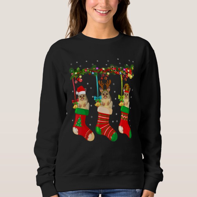 Opossummor i Julafton Socks jultomten Elf Reindee T Shirt (Framsida)