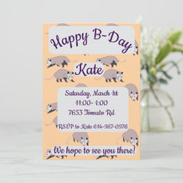 Opossums Grattis på födelsedagen Inbjudningar