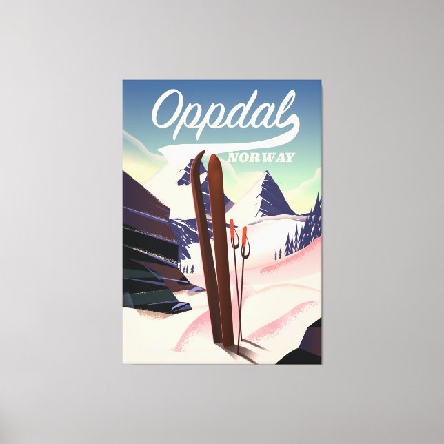 Oppdal norge ski poster. canvastryck (Framsida)