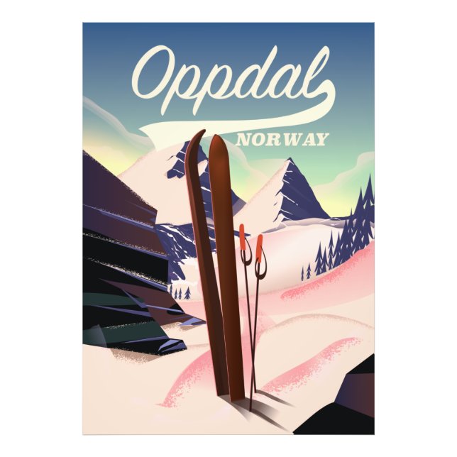 Oppdal norge ski poster. fototryck (Framsidan)