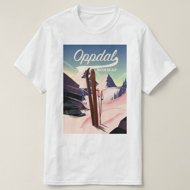 Oppdal norge ski poster. t shirt (Design framsida)