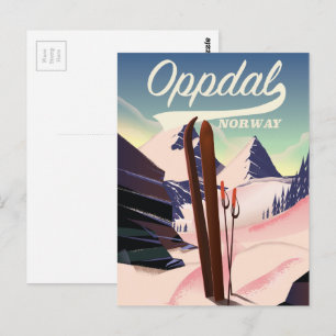 Oppdal norge ski poster. vykort