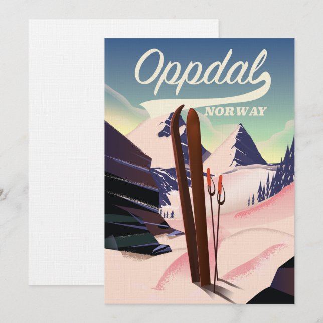 Oppdal Norge skidposter. Inbjudningar (Fram/baksida)