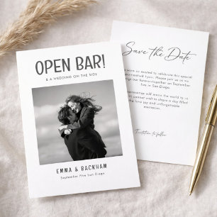 Öppen Bar Modern Minimalistisk Bröllopsfoto Spara Datumet