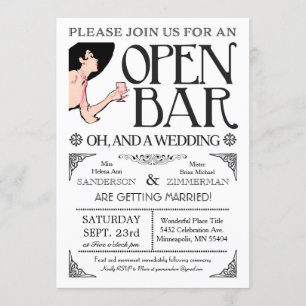 Öppen Bar och Bröllopsinbjudan Inbjudningar