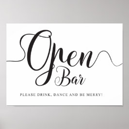 Öppen barskylt. Gratis drinkar bröllopsmottagning Poster