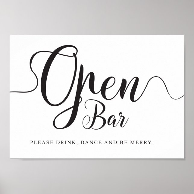 Öppen barskylt. Gratis drinkar bröllopsmottagning Poster (Framsidan)