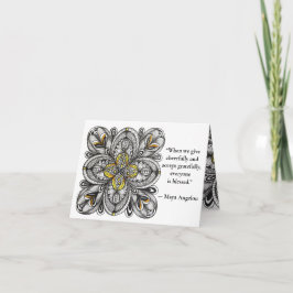 Öppen blomma-doodle med tacksamhetscitat tack kort