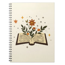 Öppen Bok Blommig Magi Anteckningsbok