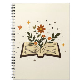 Öppen Bok Blommig Magi Anteckningsbok