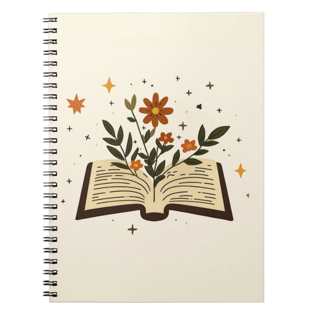 Öppen Bok Blommig Magi Anteckningsbok (Framsidan)