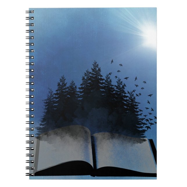 Öppen Bok Skog Anteckningsbok Med Spiral (Framsidan)