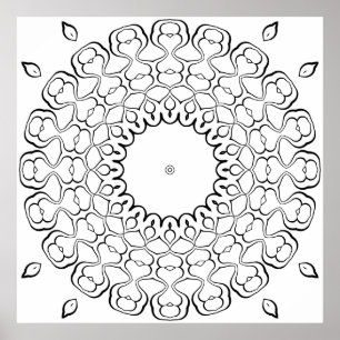 Öppen Center Hjärtmandala Färgningssida Design Poster