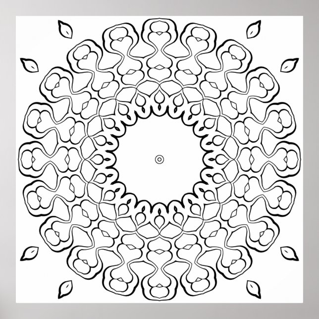 Öppen Center Hjärtmandala Färgningssida Design Poster (Framsidan)