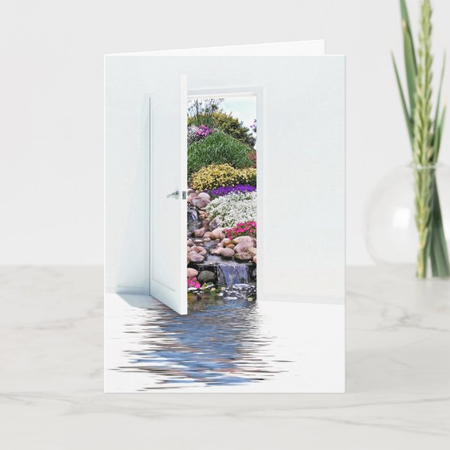 öppen dörr med vattenfallstänkande till dig kort (Framsida)