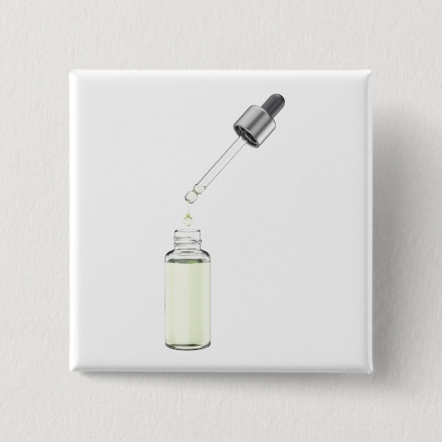 Öppen glasdroppare flaska med pipett knapp (Framsida)