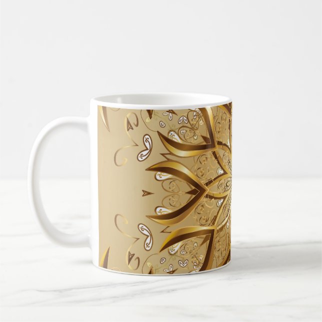 Öppen, gyllene, orientalisk sketch struktur. kaffemugg (Vänster)