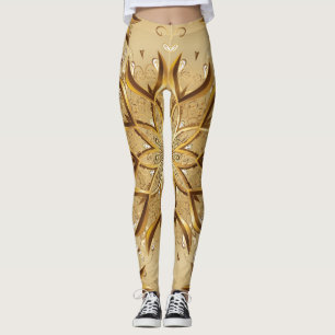 Öppen, gyllene, orientalisk sketch struktur. leggings